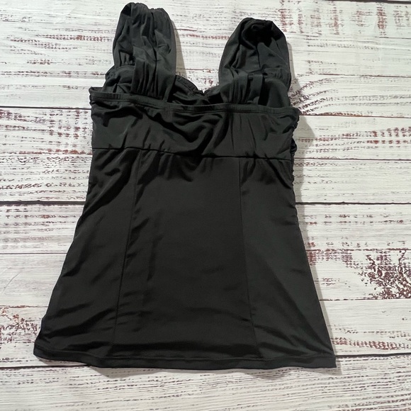 Kouture by Kimora black fitted sleeveless top with rouching black medium - Picture 3 of 5